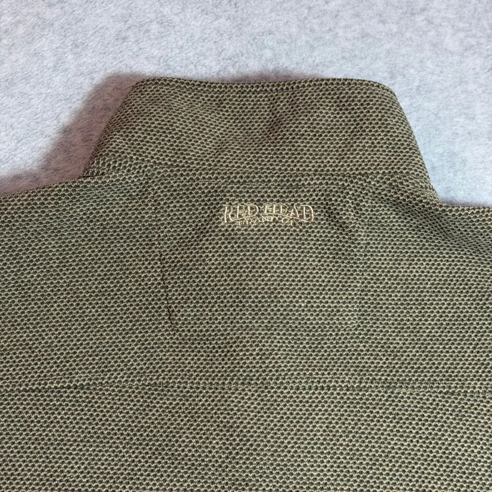 RedHead Pullover Sweater Mens XLT Green Waffle Knit Mock Neck Snap Button